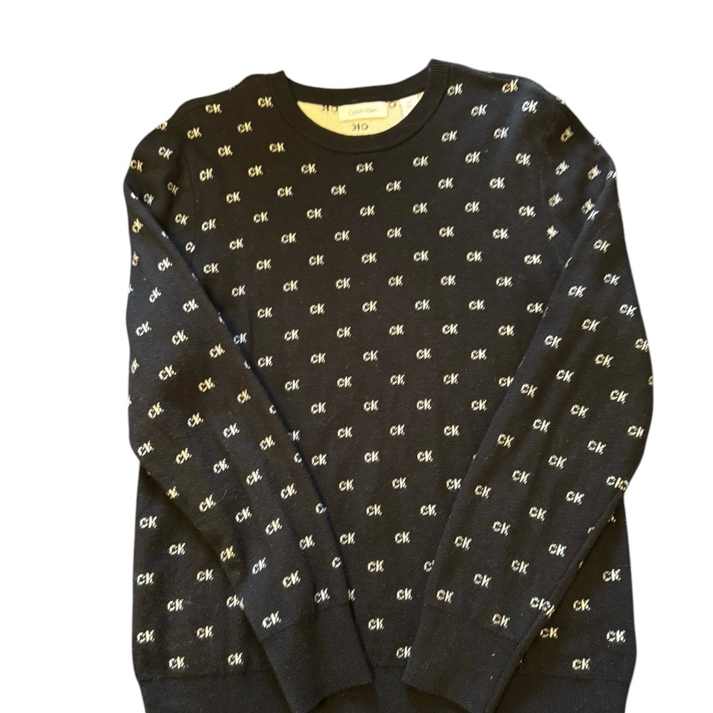 Calvin Klein Black Sweater with Logo Pattern